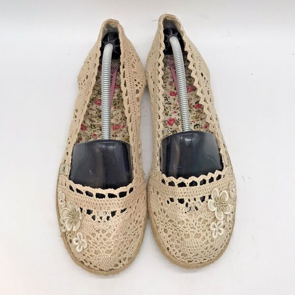 Rock & Candy by Zigi Baybreeze Espadrille Women's 9M Beige Crochet Floral Flats - Picture 6 of 12
